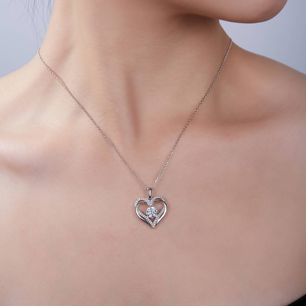 Circular Love Pendant S925 Silver Moissanite Grade D 1.2CT